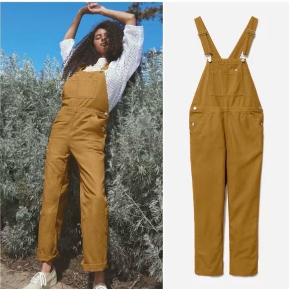 Everlane The Canvas Cotton Overalls Mustard Yellow Women's Size 4 - Picture 1 of 9